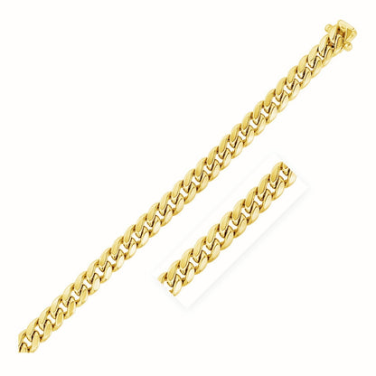 7.5mm 14k Yellow Gold Semi Solid Miami Cuban Chain Bids.com