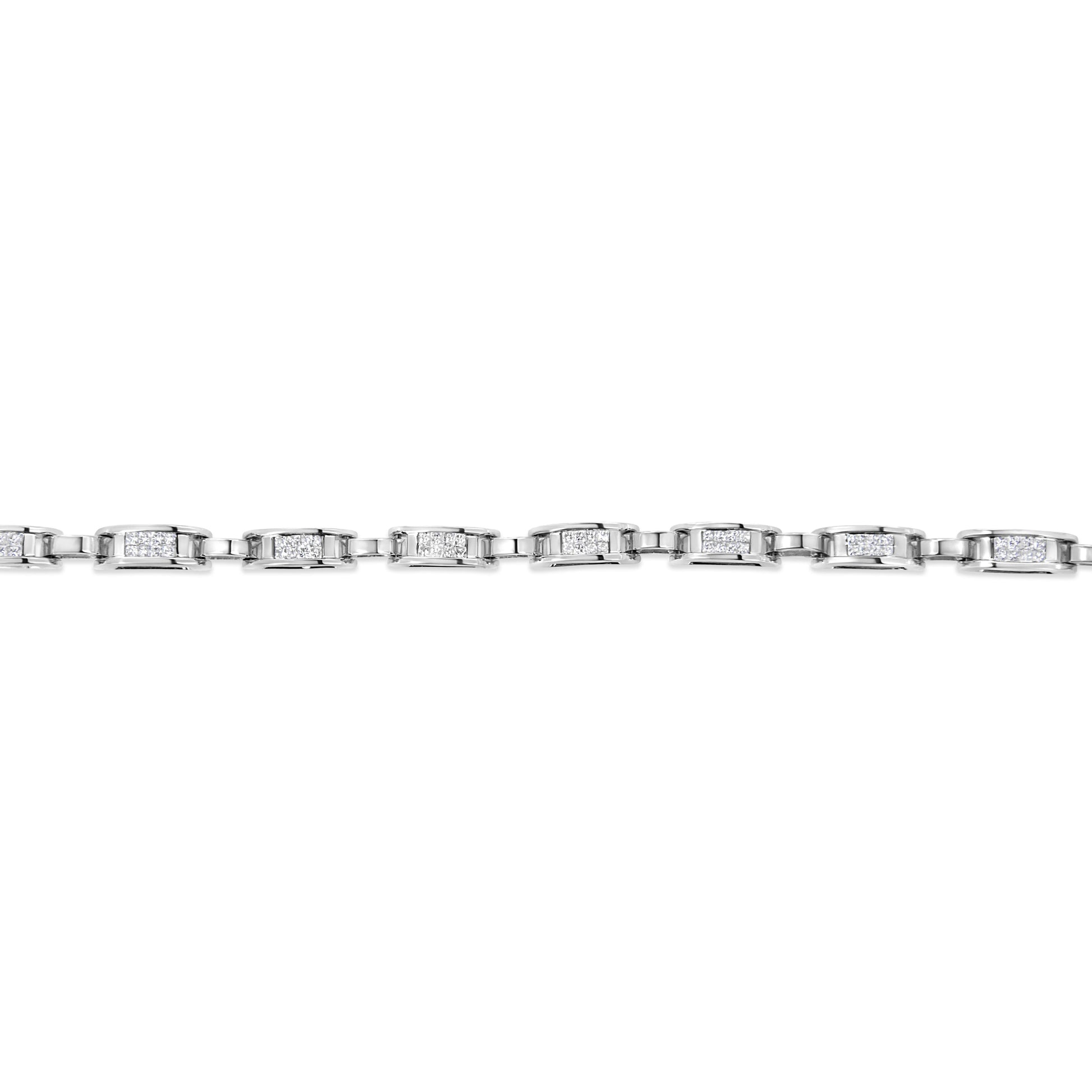 14K White Gold 1.00 Cttw Princess-Cut Diamond Link Bracelet (I-J Color, I1-I2 Clarity) - Size 7.25 Bids.com