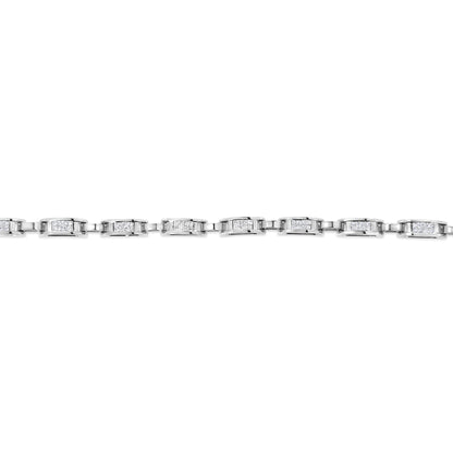 14K White Gold 1.00 Cttw Princess-Cut Diamond Link Bracelet (I-J Color, I1-I2 Clarity) - Size 7.25 Bids.com