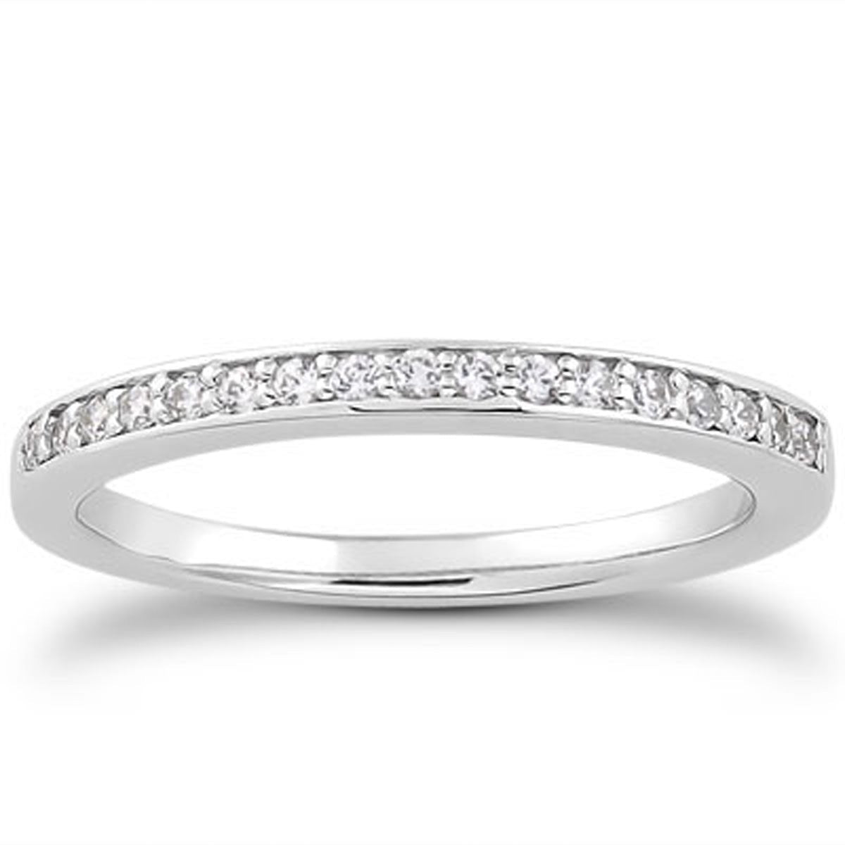14k White Gold Micro-pave Flat Sided Diamond Wedding Ring Band Bids.com