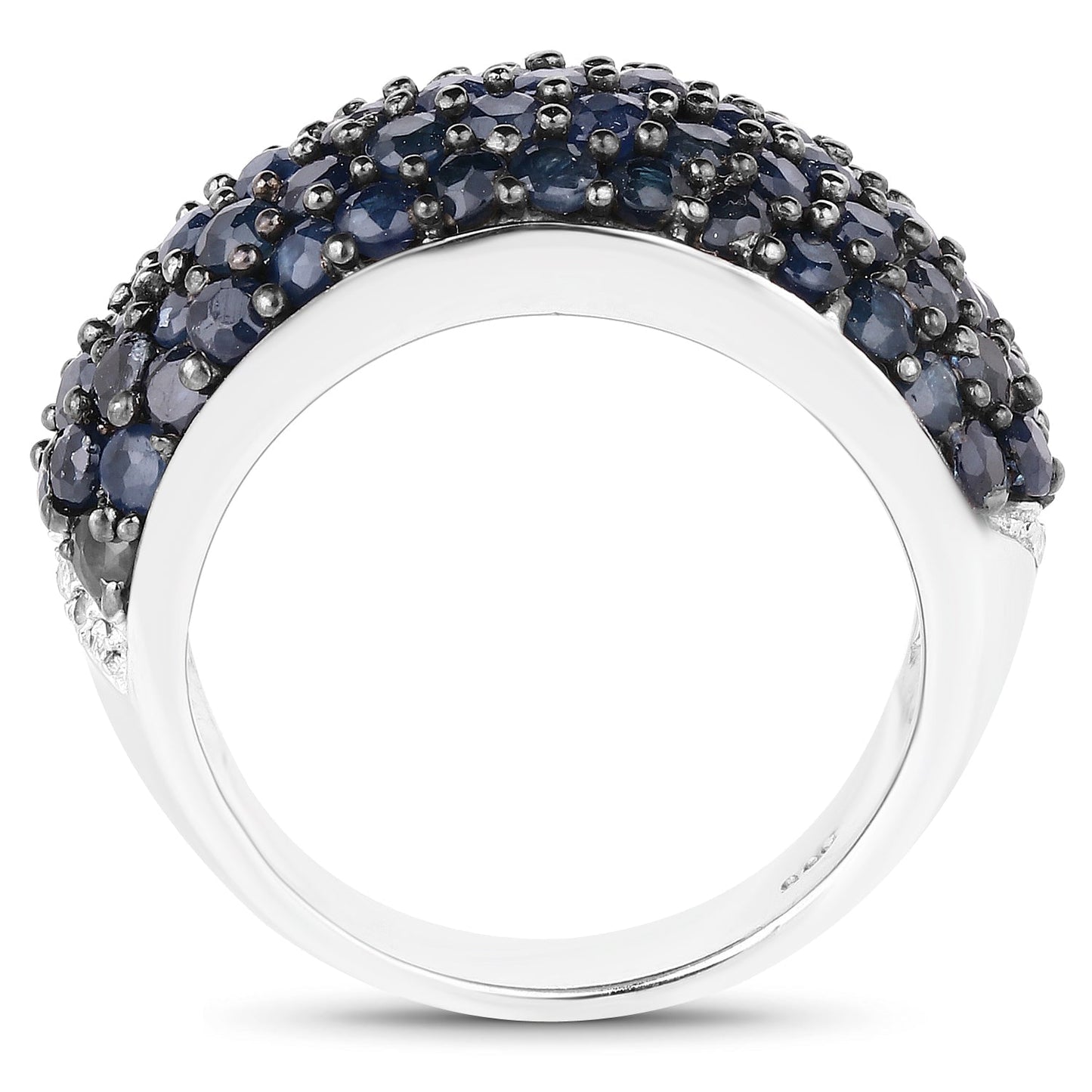 3.28 Carat Genuine Blue Sapphire and White Topaz .925 Sterling Silver Ring Bids.com