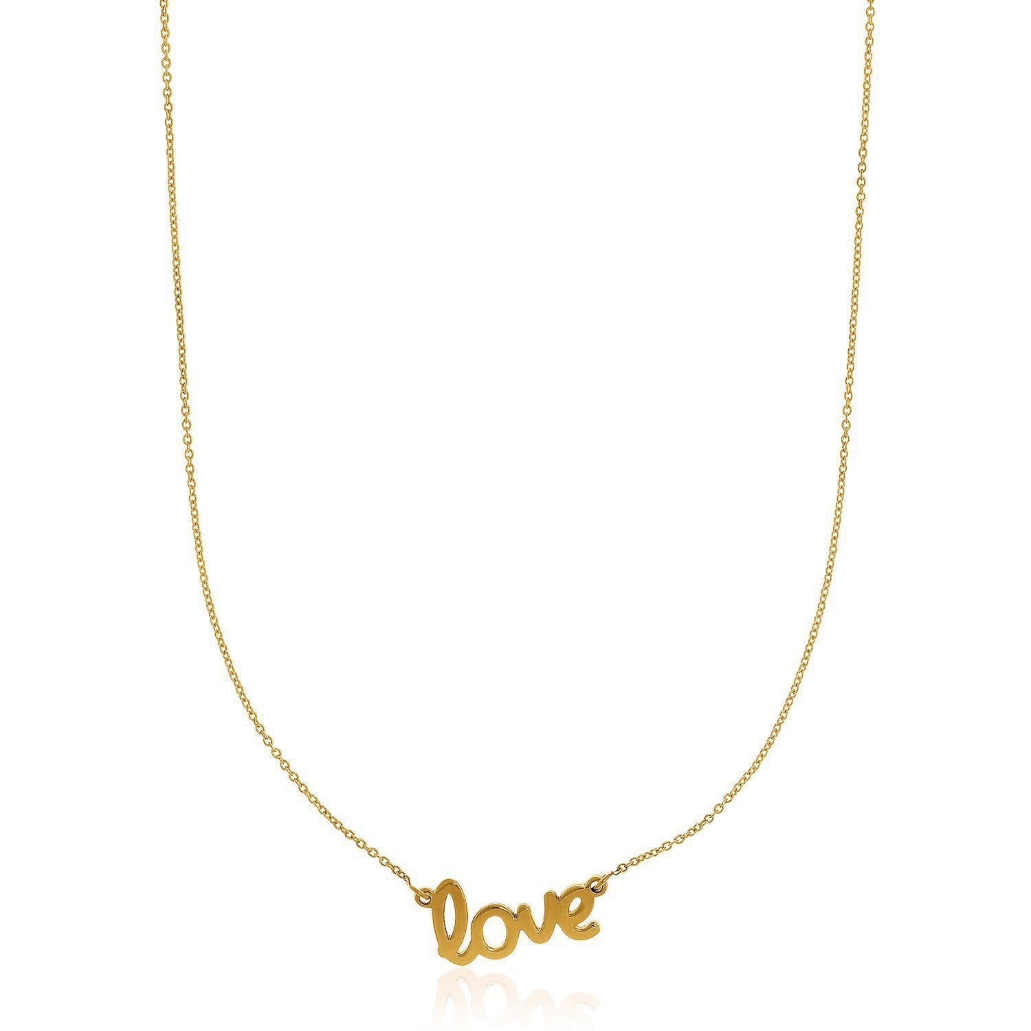 14k Yellow Gold Script LOVE Necklace Bids.com