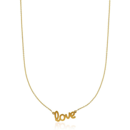 14k Yellow Gold Script LOVE Necklace Bids.com
