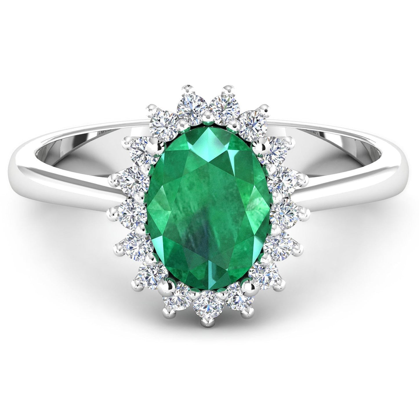1.87 Carat Genuine Zambian Emerald  and White Diamond 14K White Gold Ring Bids.com