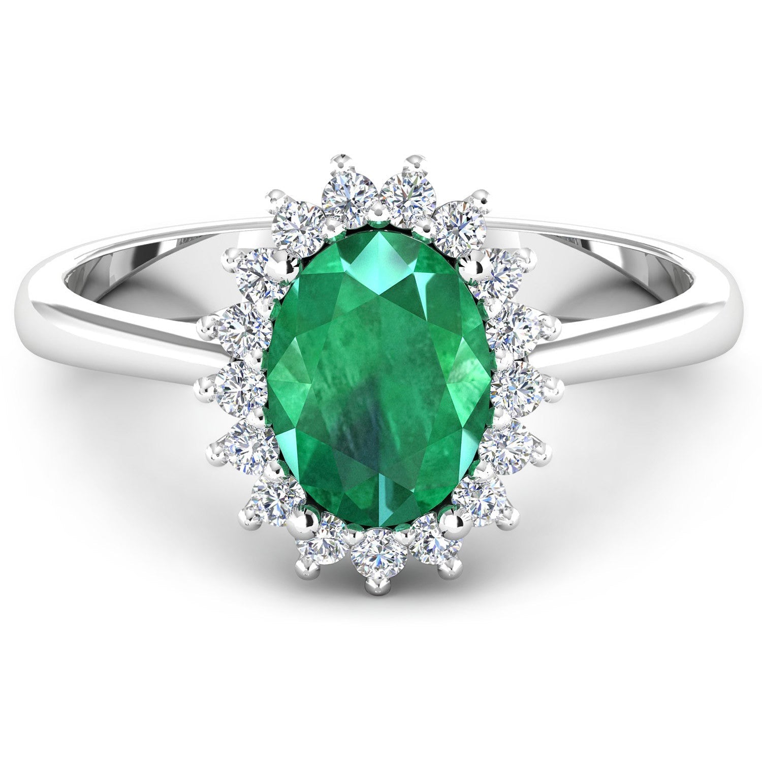 1.87 Carat Genuine Zambian Emerald  and White Diamond 14K White Gold Ring Bids.com