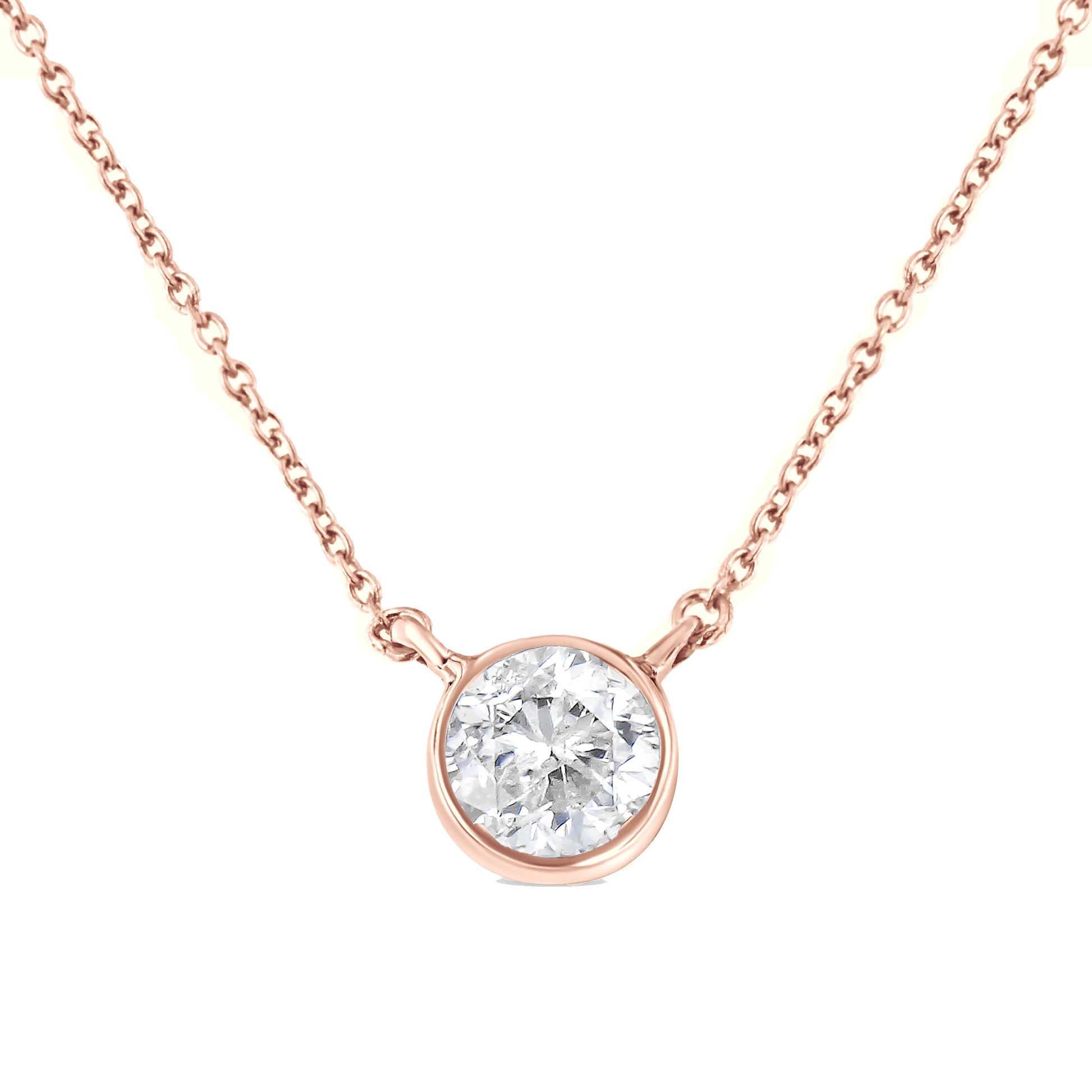 .925 Sterling Silver 1/2 Cttw Diamond Bezel 18" Pendant Necklace (I-J Color, I2-I3 Clarity) Bids.com