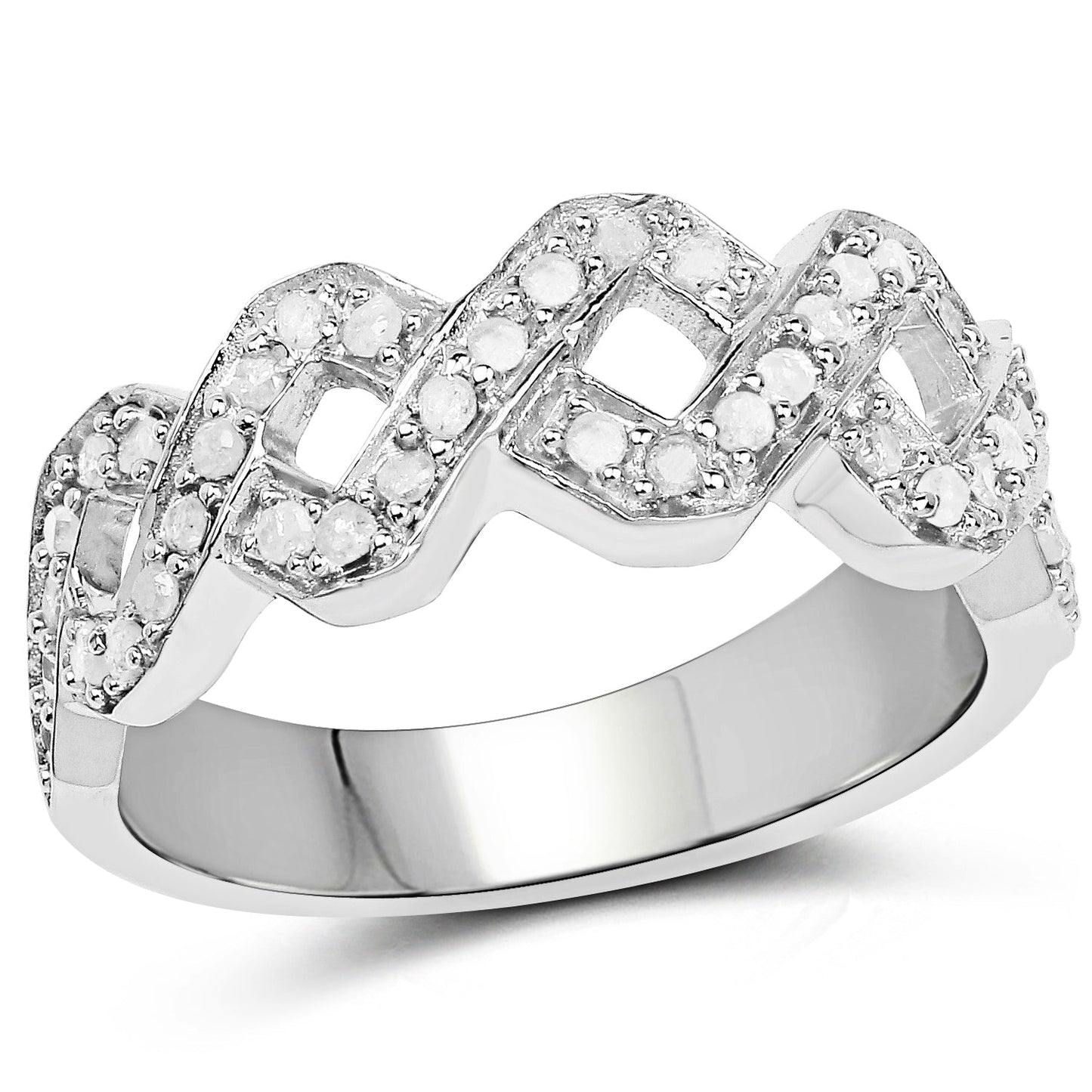 0.40 Carat Genuine White Diamond .925 Sterling Silver Ring Bids.com