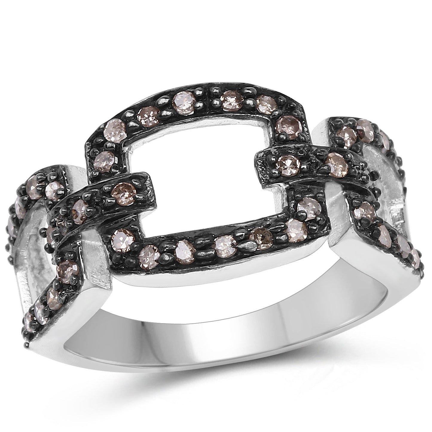 0.32 Carat Genuine Champagne Diamond .925 Sterling Silver Ring Bids.com