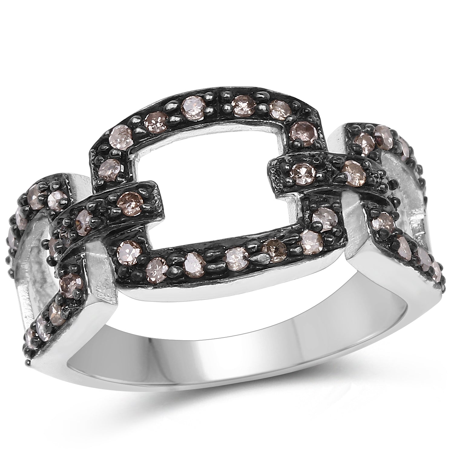 0.32 Carat Genuine Champagne Diamond .925 Sterling Silver Ring Bids.com