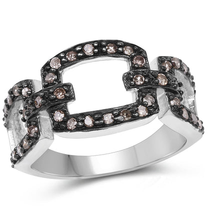 0.32 Carat Genuine Champagne Diamond .925 Sterling Silver Ring Bids.com