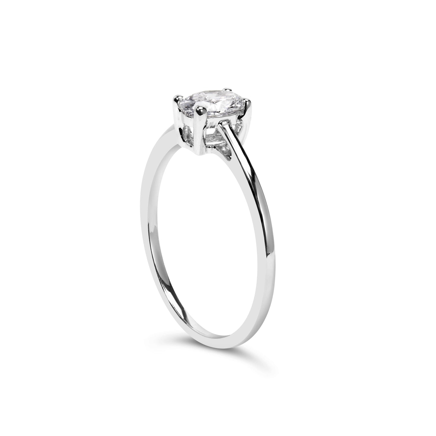 14K White Gold 1/2 Cttw Oval Lab Grown Diamond 4 Prong Solitaire Engagement Ring (F-G Color, VS2-SI1 Clarity) - Size 7 Bids.com
