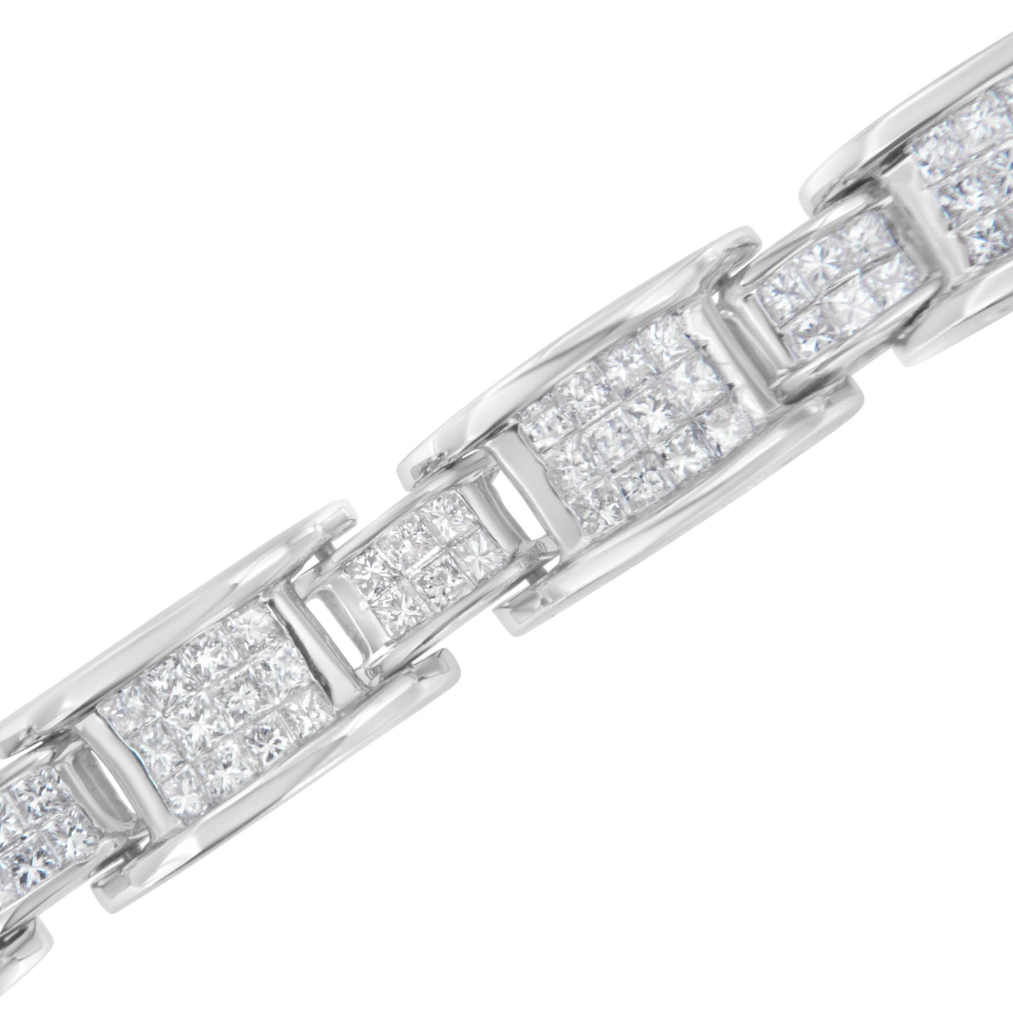 14K White Gold 5.0 Cttw Princess Cut Diamond Invisible Set Alternating Size D Shaped Links Tennis Bracelet (H-I Color, SI2-I1 Clarity) - 7â€ Bids.com