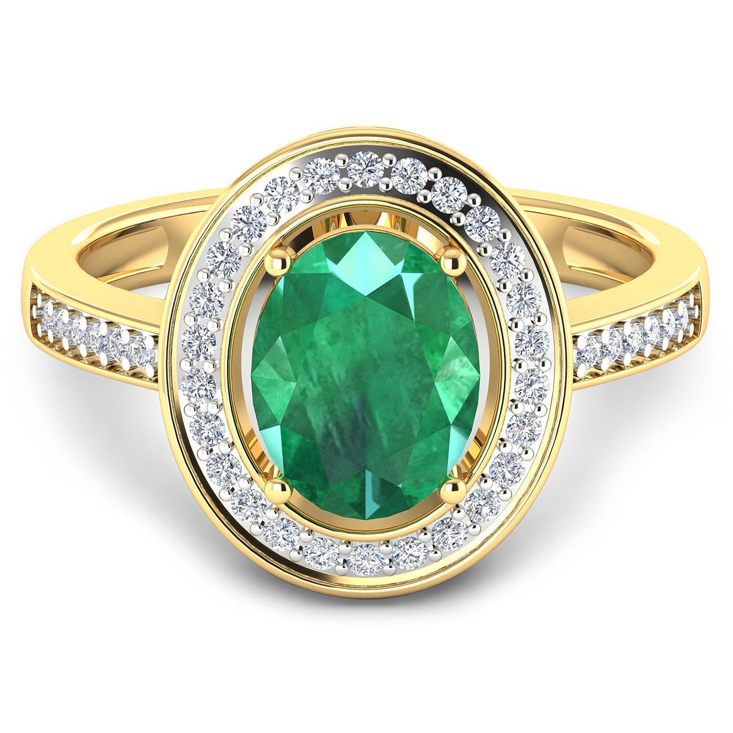 1.87 Carat Genuine Zambian Emerald and White Diamond 14K Yellow Gold Ring Bids.com