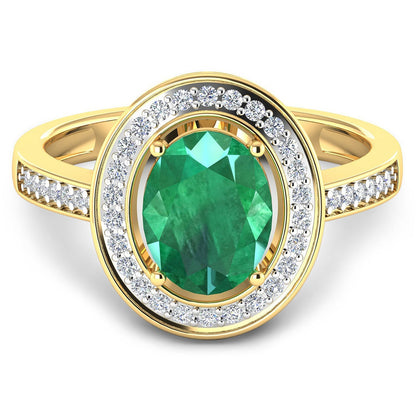 1.87 Carat Genuine Zambian Emerald and White Diamond 14K Yellow Gold Ring Bids.com