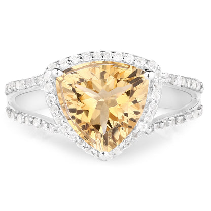 3.06 Carat Genuine Citrine and White Topaz .925 Sterling Silver Ring Bids.com