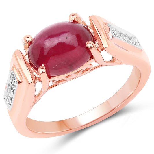 14K Rose Gold Plated 4.71 Carat Genuine Glass Filled Ruby and White Topaz .925 Sterling Silver Ring Bids.com