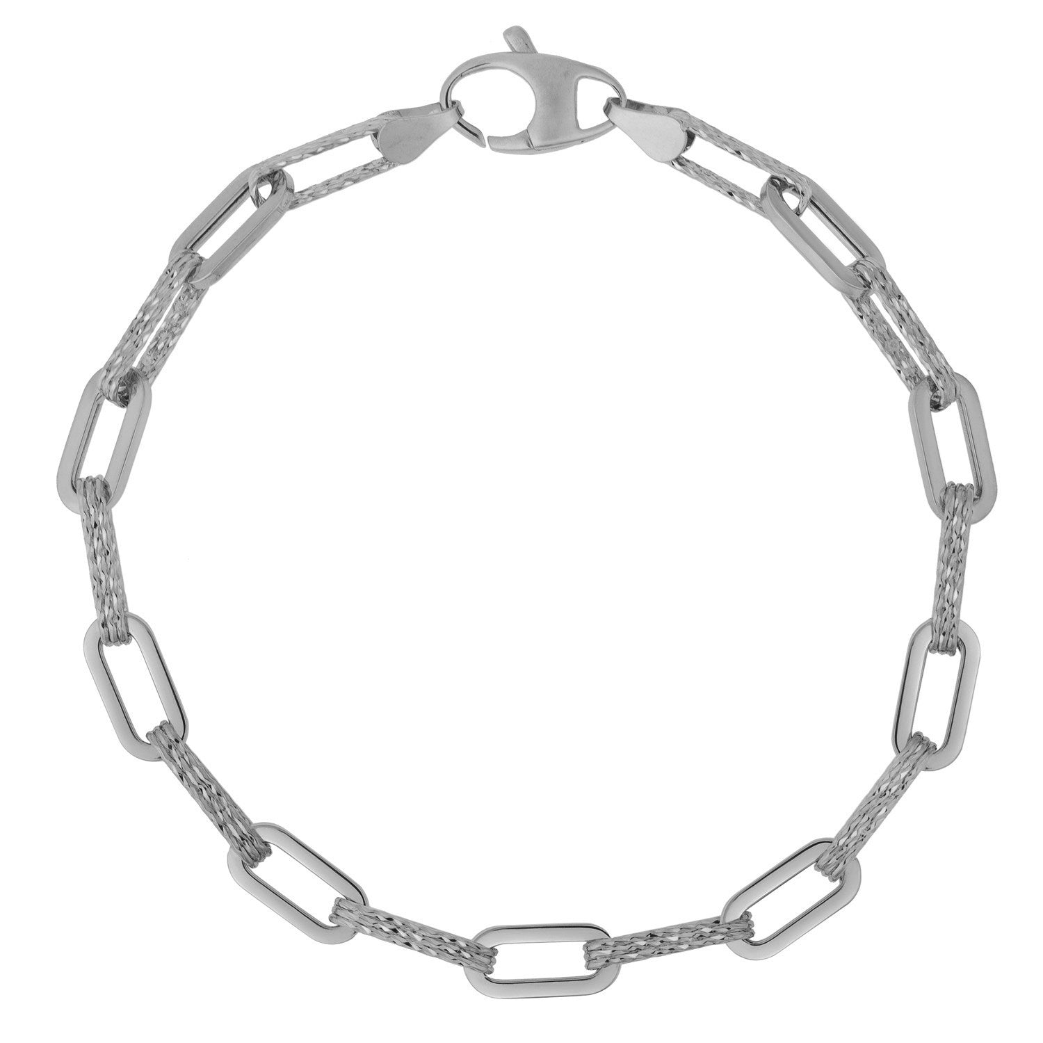 14k White Gold Diamante Paperclip Chain Bracelet (4.00 mm) Bids.com