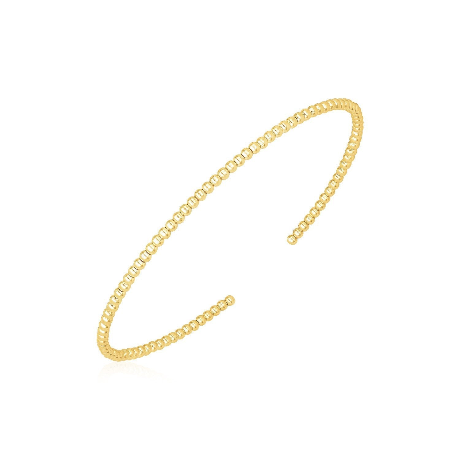 14k Yellow Gold High Polish Bead Cuff Bangle (2mm) Bids.com