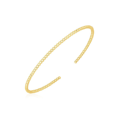 14k Yellow Gold High Polish Bead Cuff Bangle (2mm) Bids.com