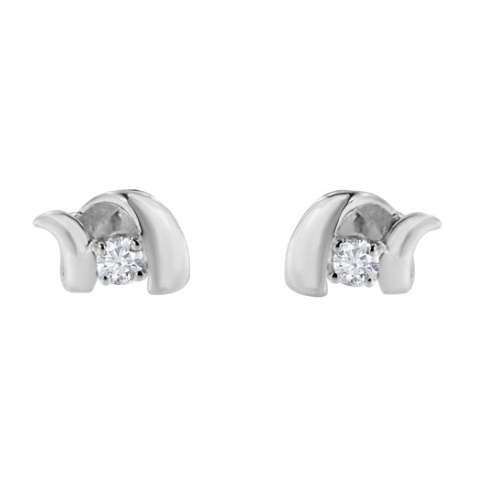 .925 Sterling Silver Round Cut Diamond Fashion Stud Earrings (0.10 cttw, I-J Color, I2-I3 Clarity) Bids.com