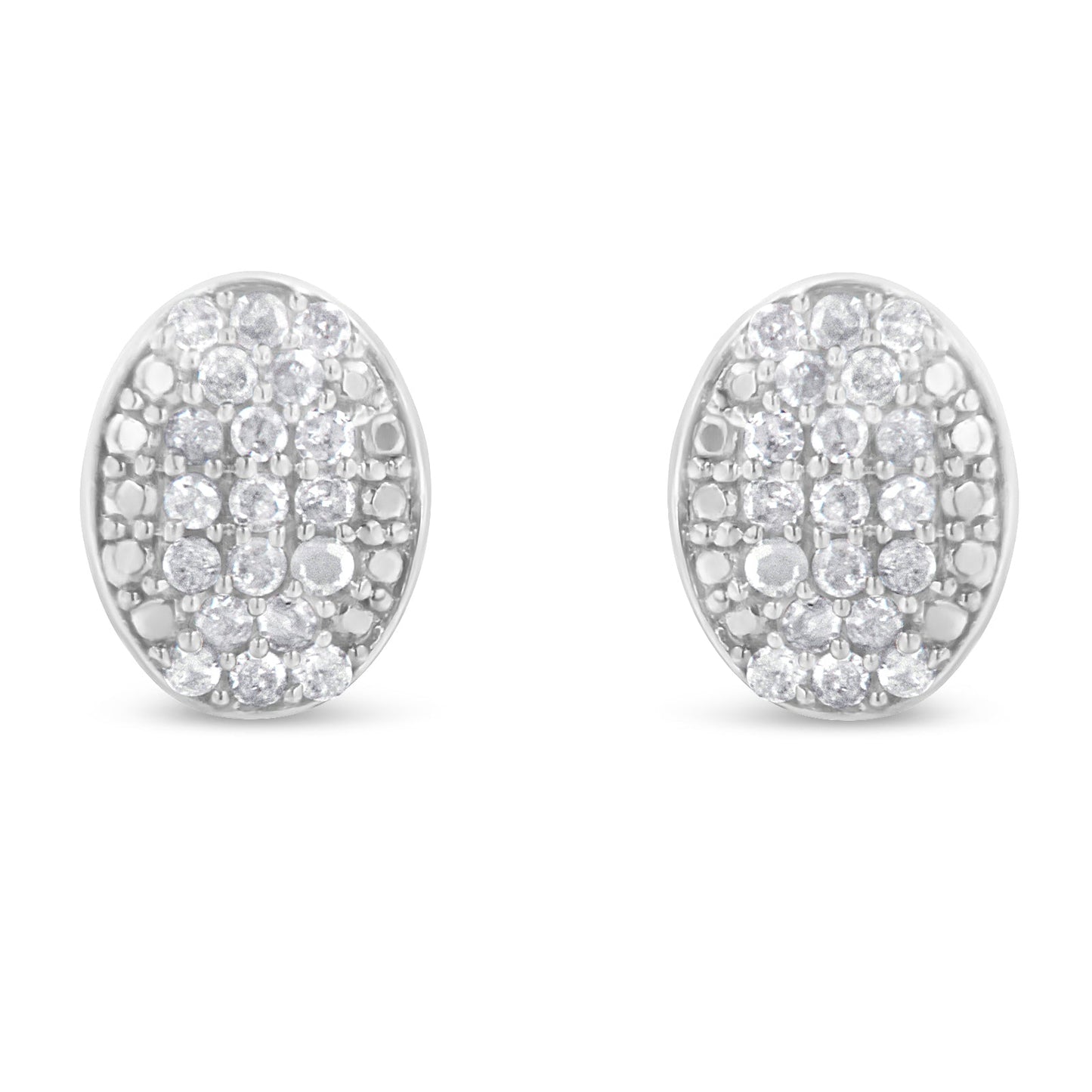 Sterling Silver Round Diamond Oval Cluster Earrings (1/2 cttw, I-J Color, I2-I3 Clarity) Bids.com