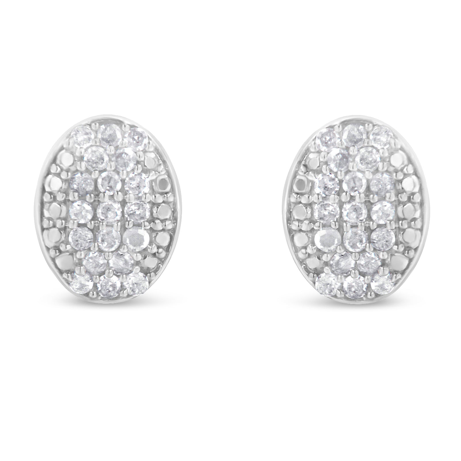 Sterling Silver Round Diamond Oval Cluster Earrings (1/2 cttw, I-J Color, I2-I3 Clarity) Bids.com