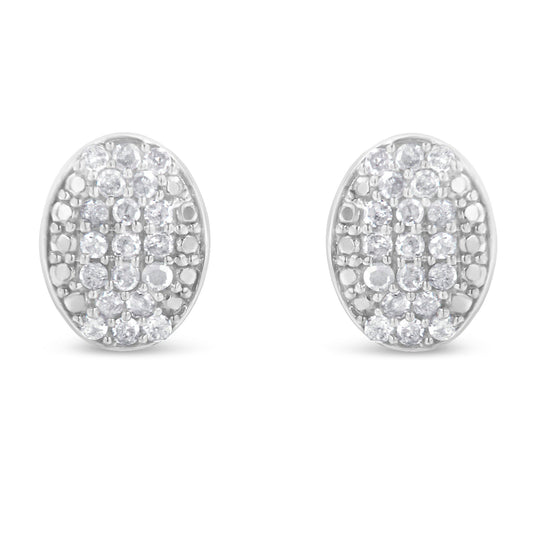 Sterling Silver Round Diamond Oval Cluster Earrings (1/2 cttw, I-J Color, I2-I3 Clarity) Bids.com