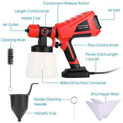 750W Electric Paint Sprayer Handheld with 3 Spray Patterns DailySale