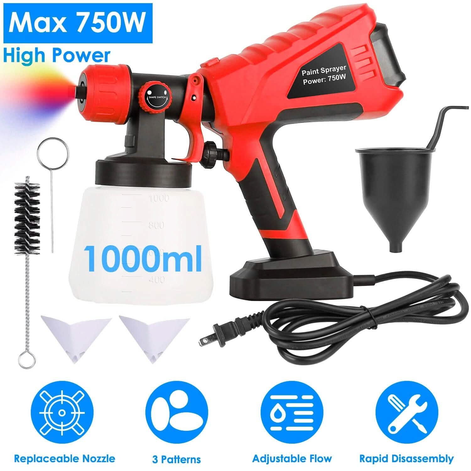 750W Electric Paint Sprayer Handheld with 3 Spray Patterns DailySale