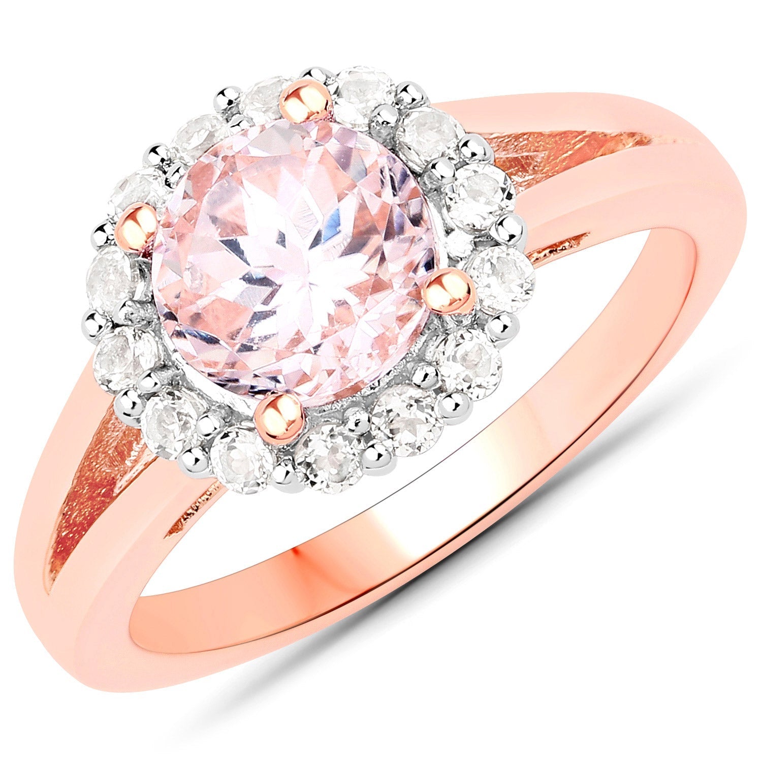 2.25 Carat Genuine Kunzite and White Topaz .925 Sterling Silver Ring Bids.com