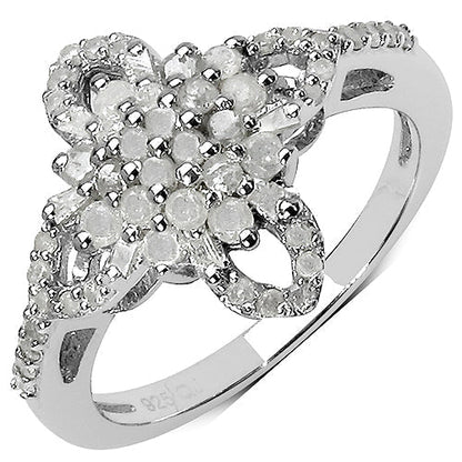 0.63 Carat Genuine White Diamond & Yellow Diamond .925 Sterling Silver Ring Bids.com