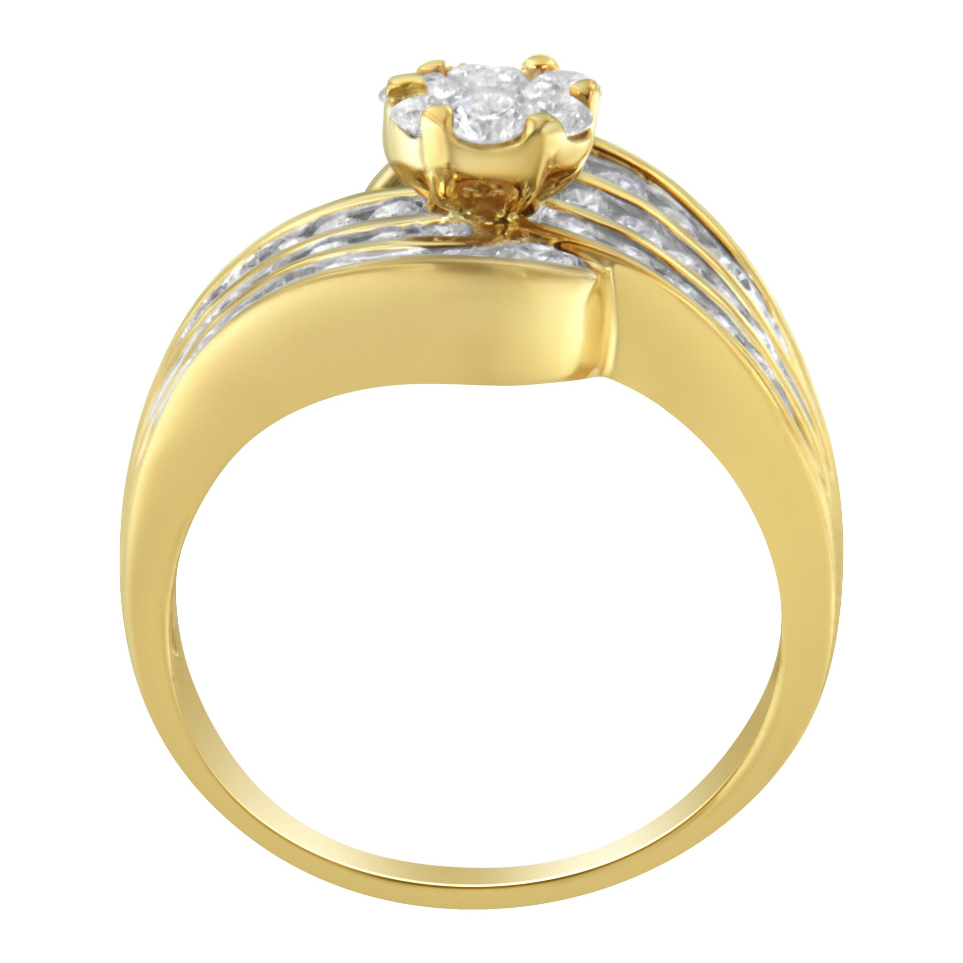 14K Yellow Gold Diamond Cocktail Bypass Ring (1 1/2 Cttw, H-I Color, SI2-I1 Clarity) - Size 7 Bids.com