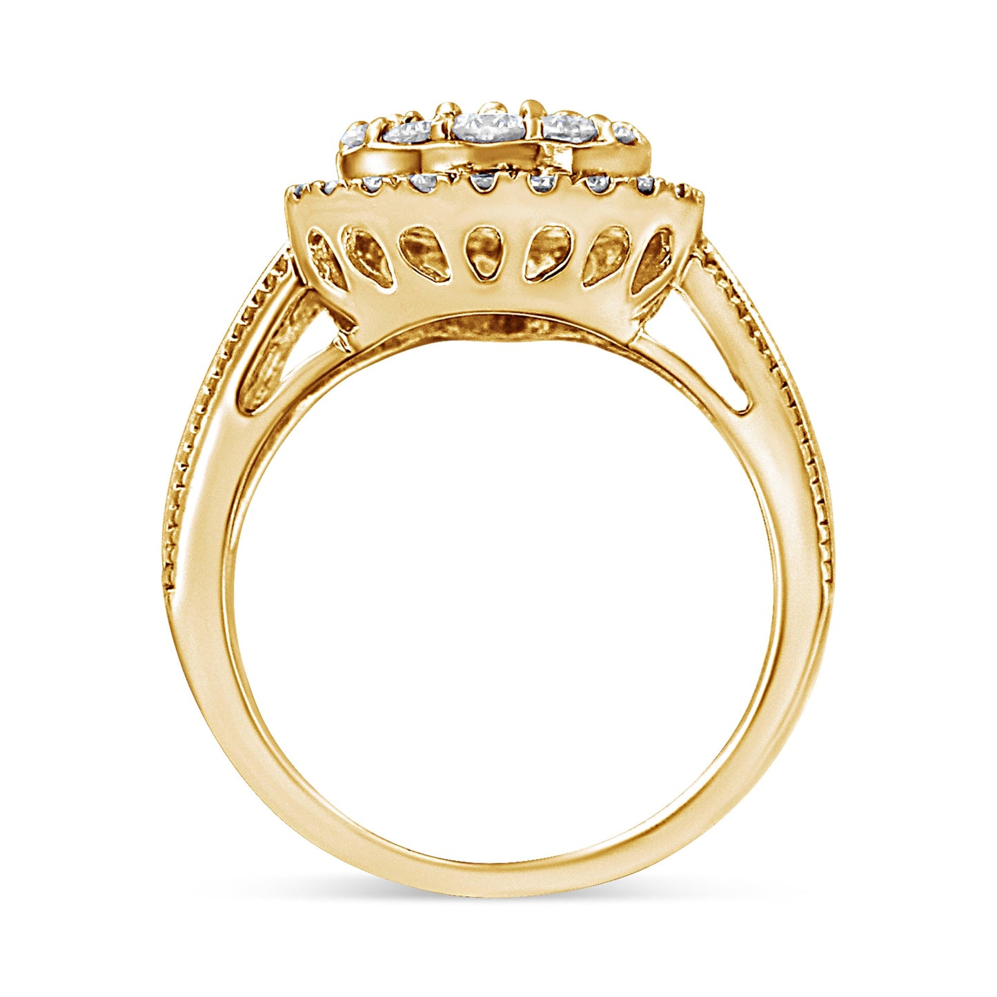 10K Yellow Gold Plated .925 Sterling Silver 1 1/2 Cttw Round-Cut Diamond Cocktail Ring (I-J Color, I1-I2 Clarity) - Size 7 Bids.com