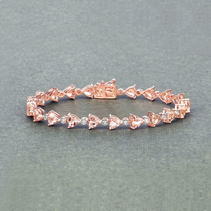 7.56 Carat Genuine Morganite and White Diamond 14K Rose Gold Bracelet Bids.com