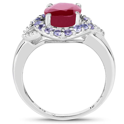 4.03 Carat Genuine Glass Filled Ruby & Tanzanite .925 Sterling Silver Ring Bids.com
