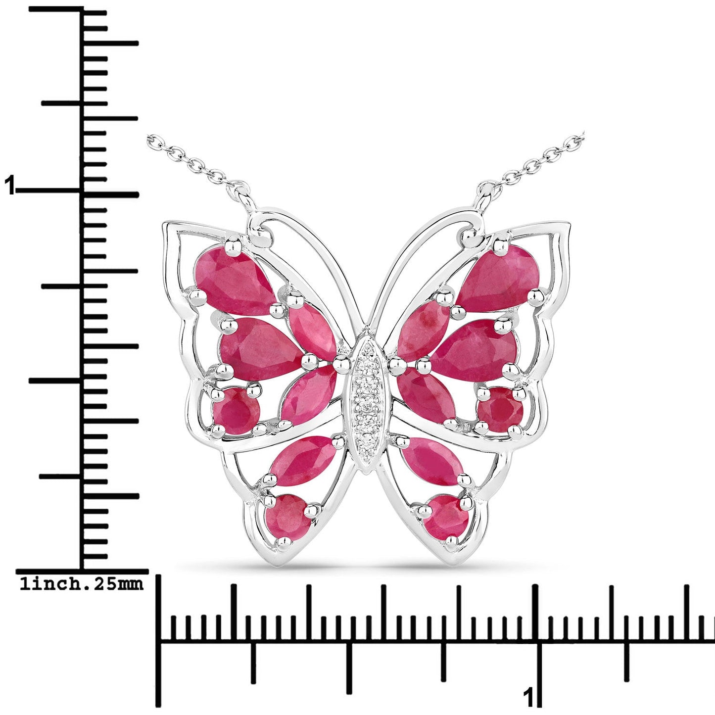 2.88 Carat Genuine Ruby and White Zircon .925 Sterling Silver Necklace Bids.com