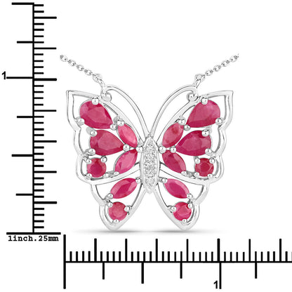 2.88 Carat Genuine Ruby and White Zircon .925 Sterling Silver Necklace Bids.com