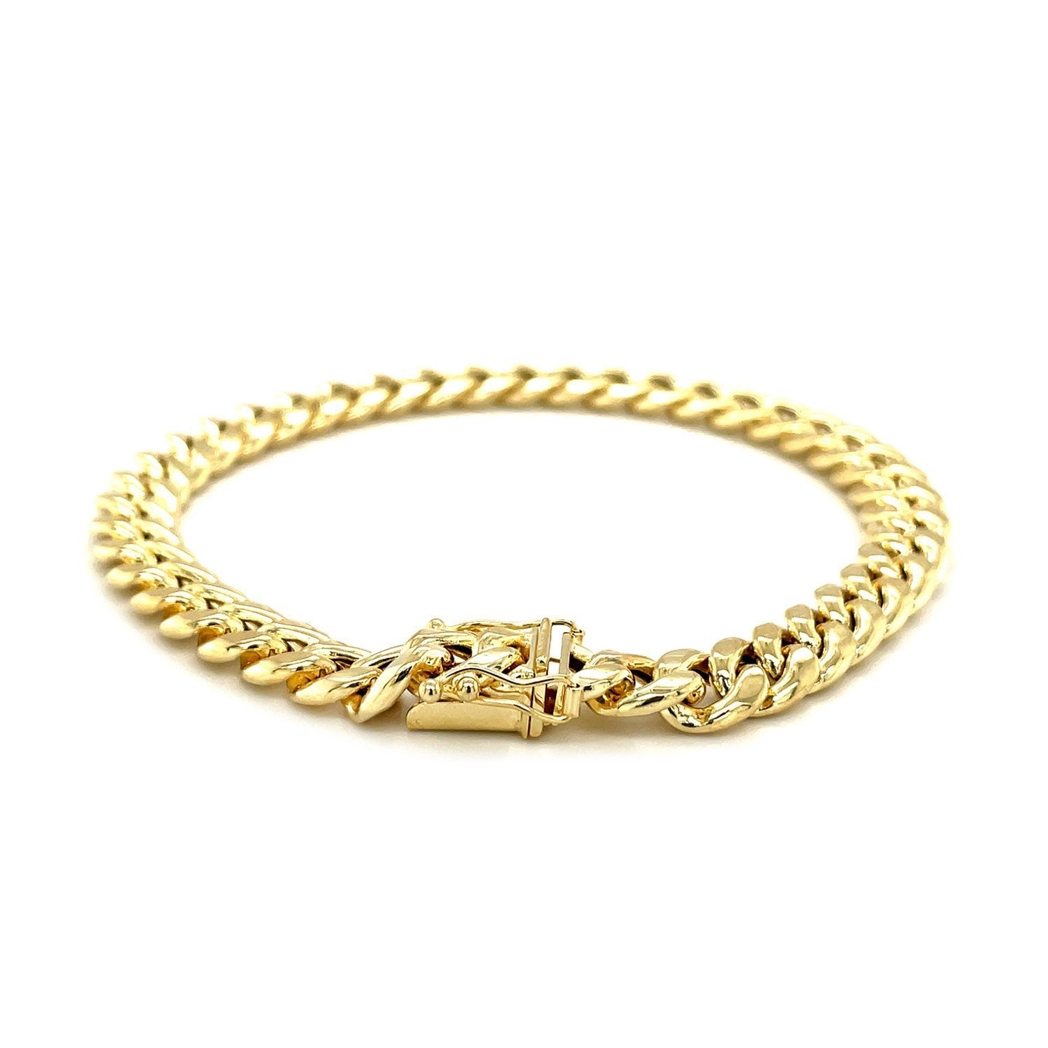 7.5mm 14k Yellow Gold Semi Solid Miami Cuban Bracelet Bids.com