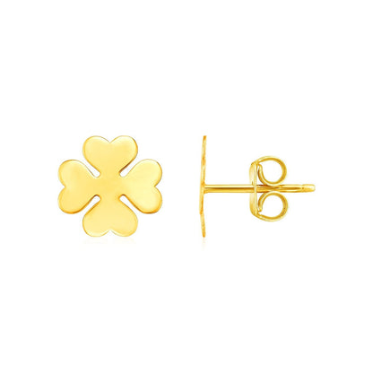 14K Yellow Gold Four Leaf Clover Earrings Bids.com
