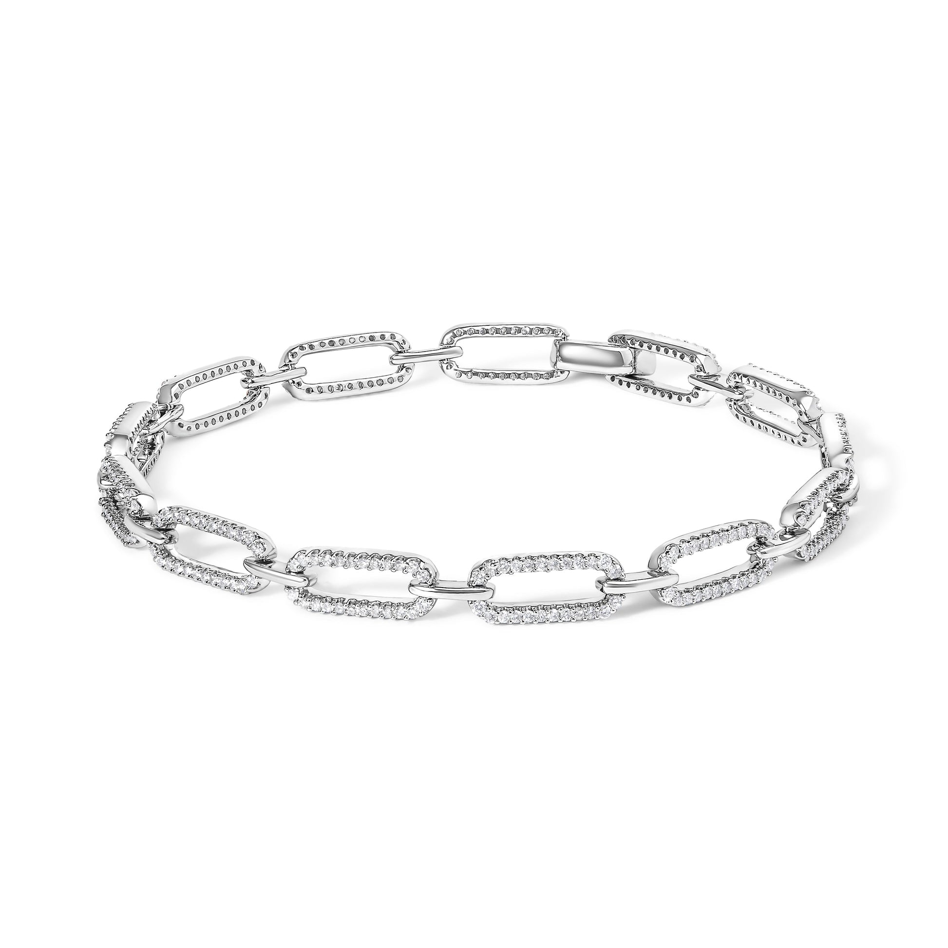 14K White Gold 1.00 Cttw Paperclip Link Bracelet Bids.com