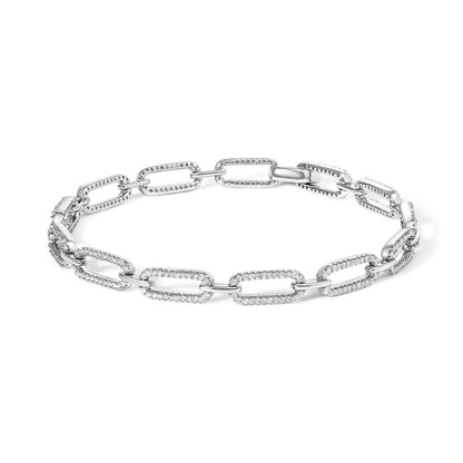 14K White Gold 1.00 Cttw Paperclip Link Bracelet Bids.com