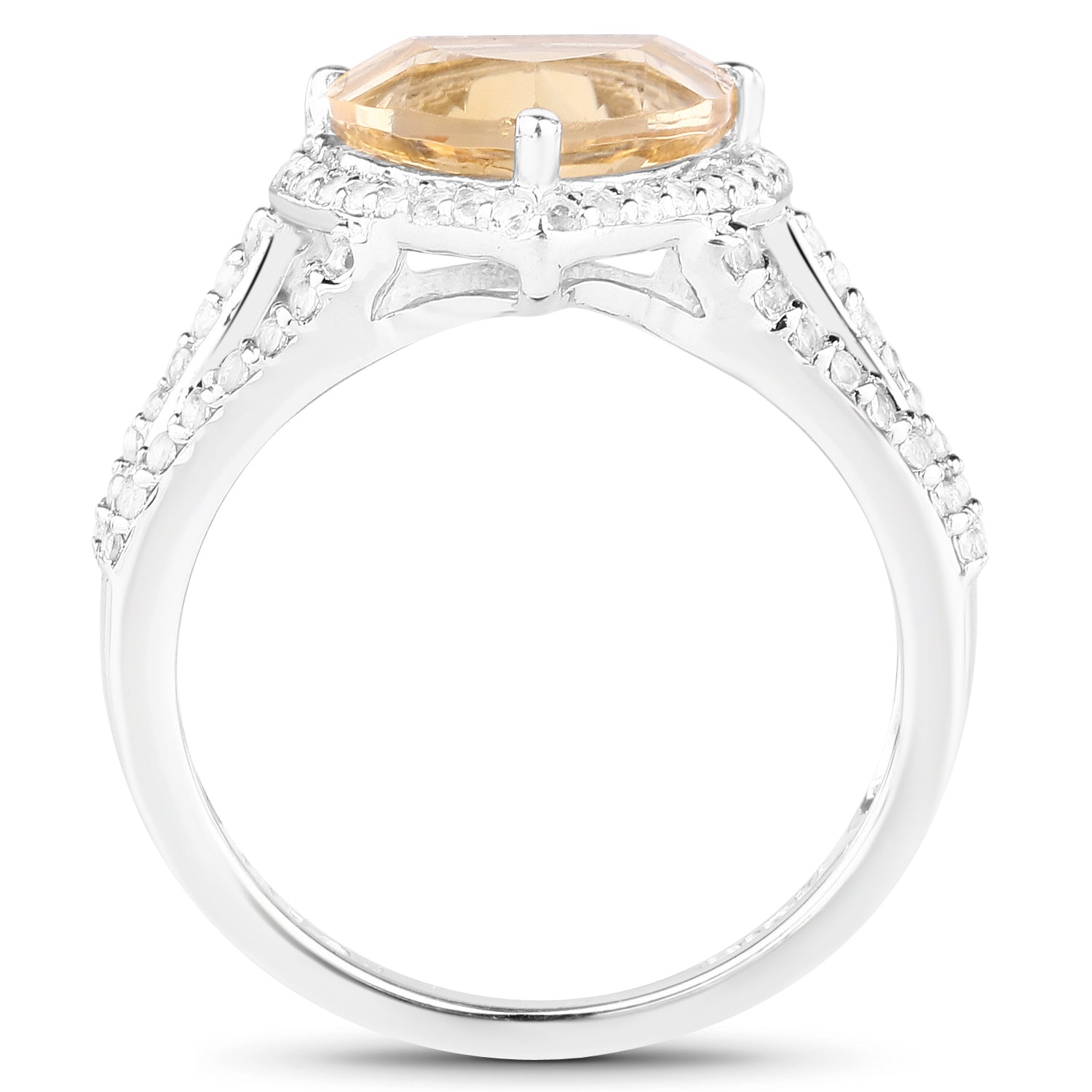 3.06 Carat Genuine Citrine and White Topaz .925 Sterling Silver Ring Bids.com