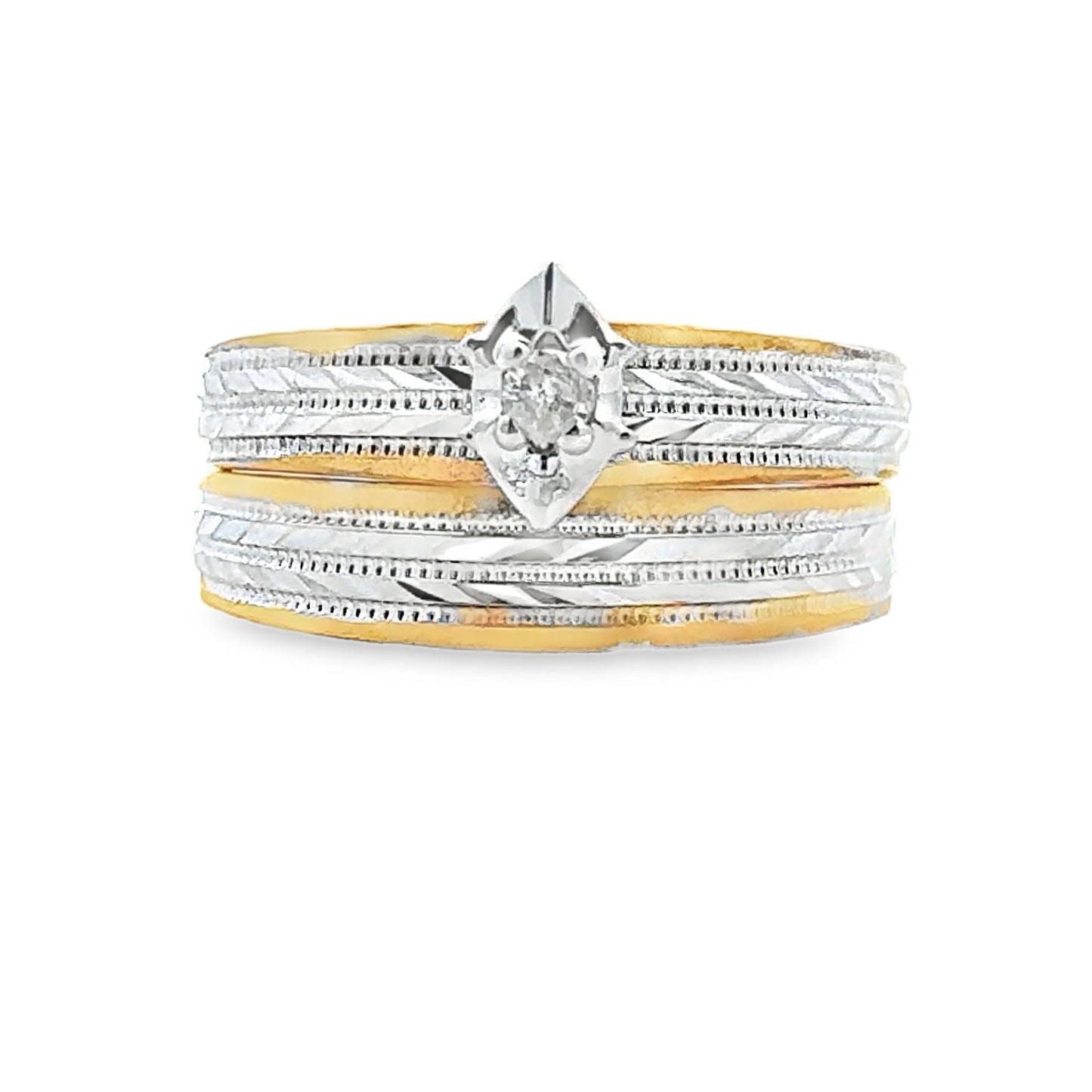 Diamond Engagement Ring Set Sterling Silver 14KT Gold Bids.com