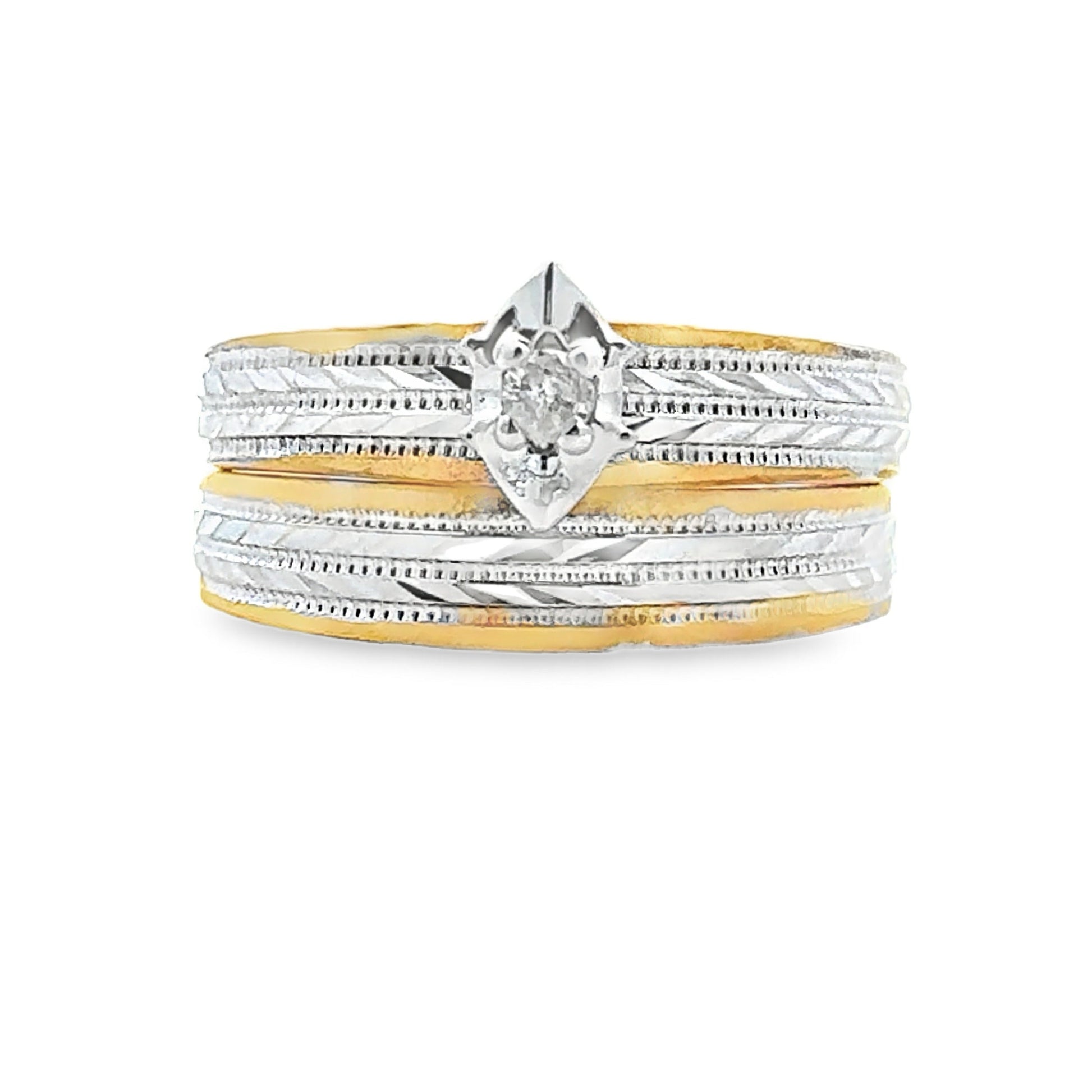 Diamond Engagement Ring Set Sterling Silver 14KT Gold Bids.com