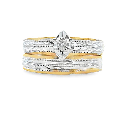 Diamond Engagement Ring Set Sterling Silver 14KT Gold Bids.com