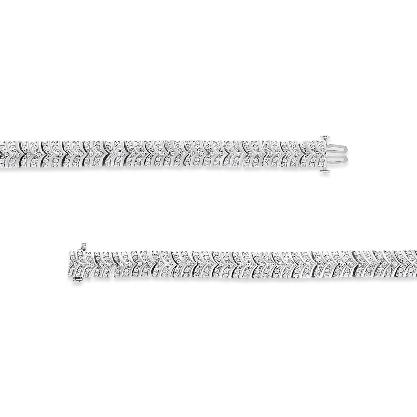 .925 Sterling Silver 3.00 Cttw Diamond Chevron Link Bracelet (I2-I3 Clarity, I-J Color) - Size 7.25" Bids.com