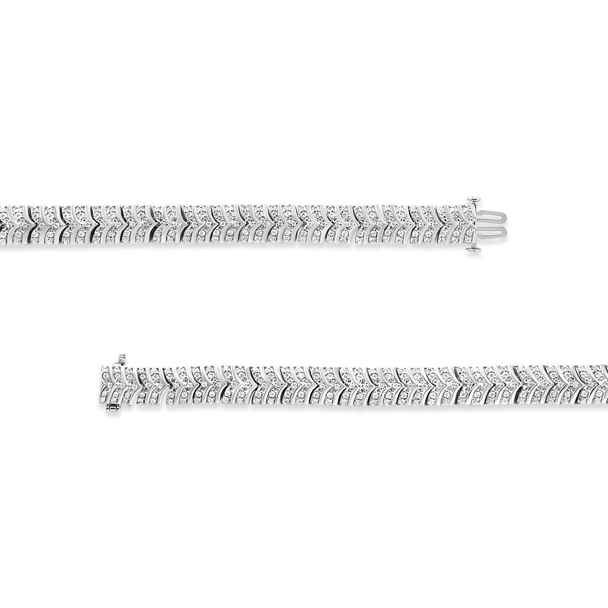 .925 Sterling Silver 3.00 Cttw Diamond Chevron Link Bracelet (I2-I3 Clarity, I-J Color) - Size 7.25" Bids.com