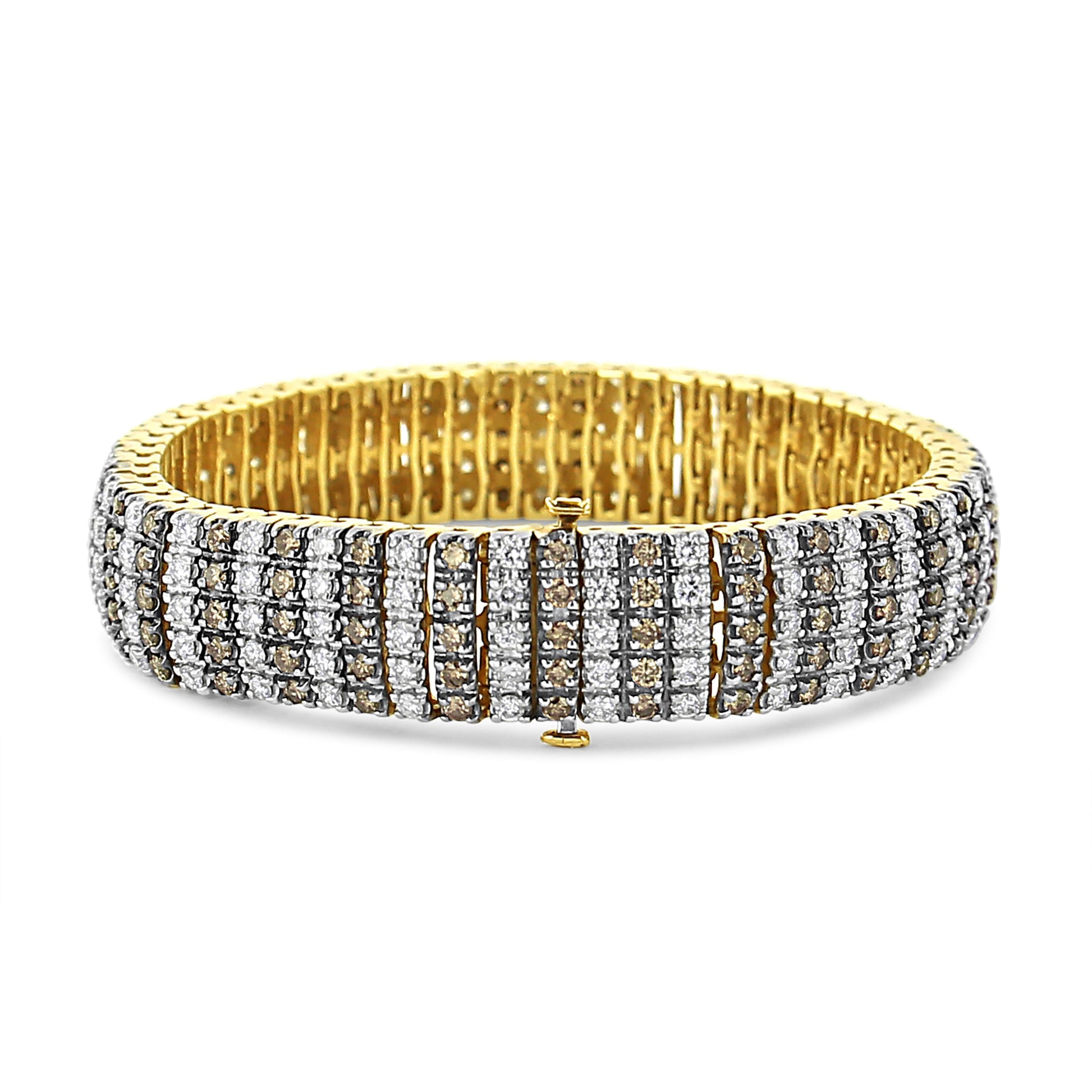 10K Yellow Gold 10-1/3 Cttw Alternating Coco Color and White Diamond 5 Row Tennis Bracelet (Brown/H-I Color, SI1-SI2 Clarity) - Size 7.25 Bids.com
