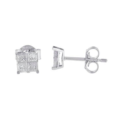 10k White Gold Diamond Stud Earrings (0.60 cttw, I-J Color, I2-I3 Clarity) Bids.com