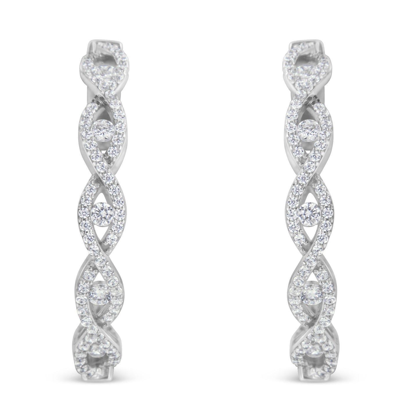 10K White Gold Diamond Hoop Earrings (1 1/2 cttw, H-I Color, I1-I2 Clarity) Bids.com